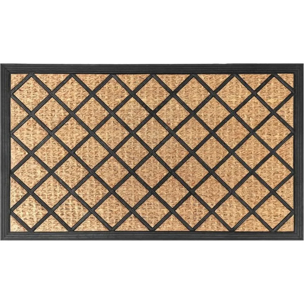 Geometric Entrance Door Mat, 100% Natural Coconut Husk Fibers & Non-Skid